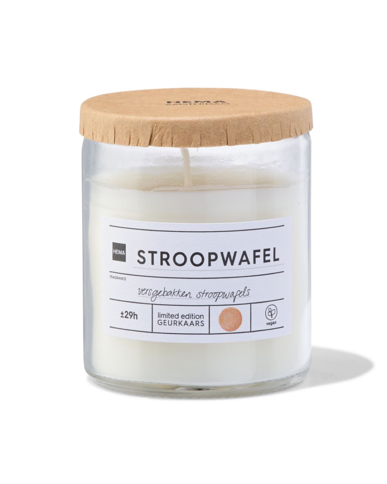 geurkaars in glas stroopwafel van HEMA