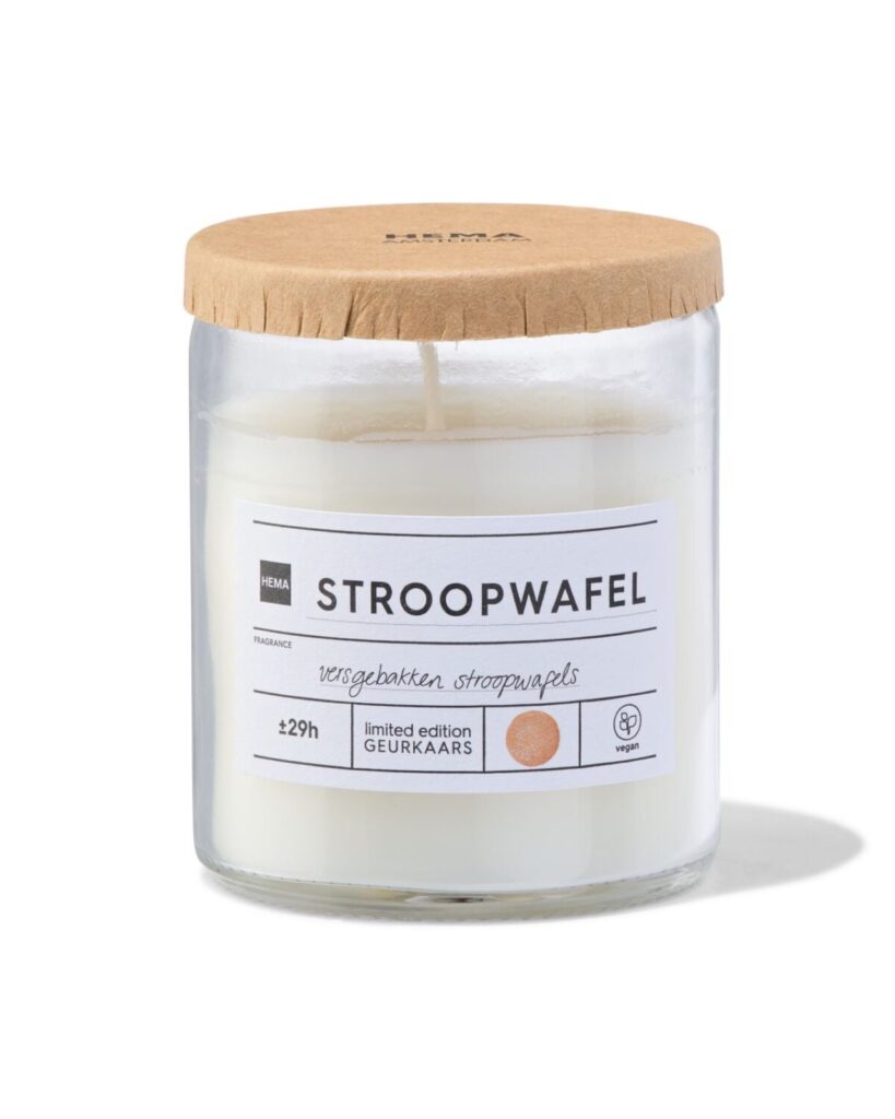 geurkaars in glas stroopwafel van HEMA
