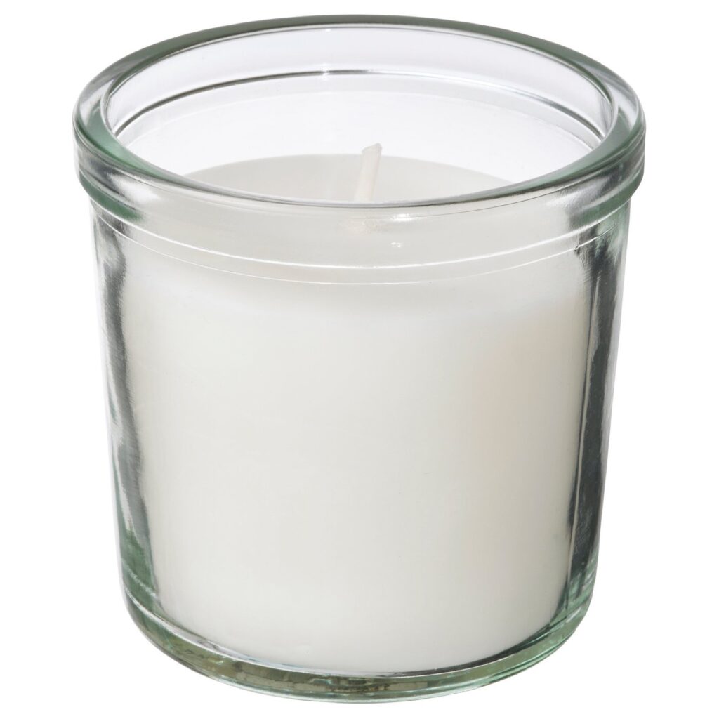 TRÅDCYPRESS Geurkaars in glas - Fris gewassen/wit 20 hr van IKEA